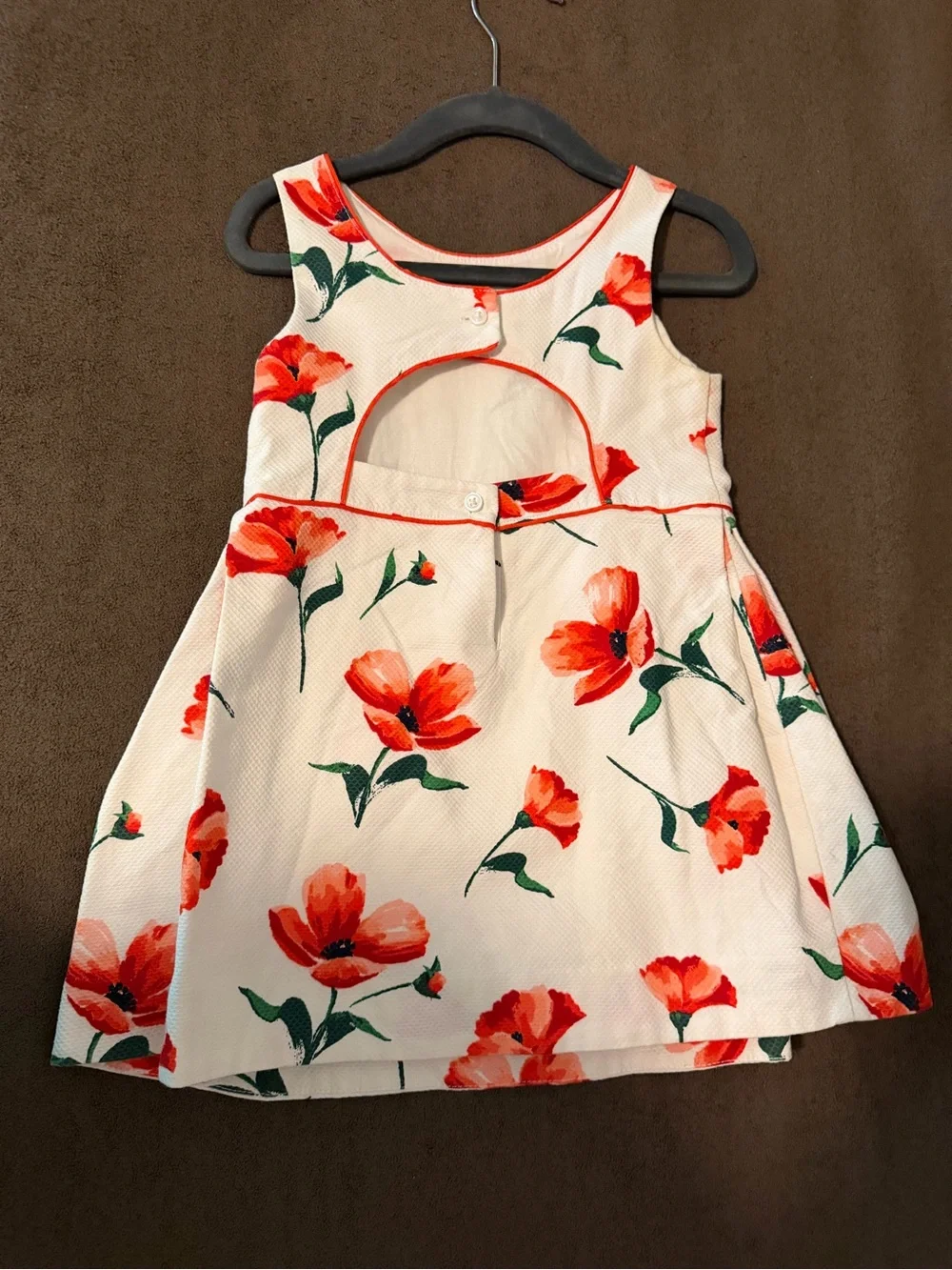 Janie and Jack White Dress with Red Floral Poppy Print